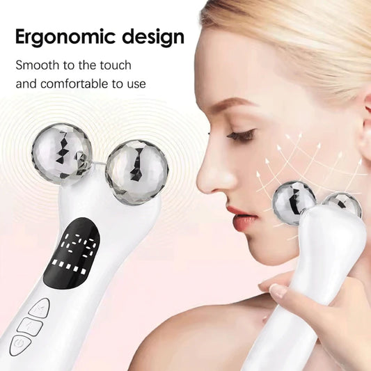 4D Roller Facial Massager EMS Face Lift Device V-Face Slimmer Skin Tightening Double Chin Remover Eye Care Massage Beauty Roller