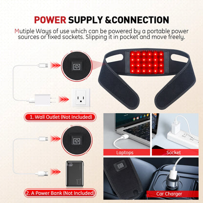 Red Light Therapy Infrared Therapy Chin Neck Home Use Neck Heating Belt Lifting Firming Skin Therapy Neck Pain Relief Wrap 850NM