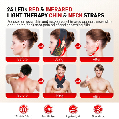 Red Light Therapy Infrared Therapy Chin Neck Home Use Neck Heating Belt Lifting Firming Skin Therapy Neck Pain Relief Wrap 850NM