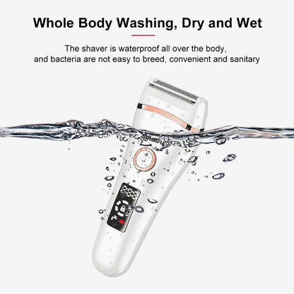 Women's Electric Epilator Waterproof Home Shaver with LCD Display Rechargeable for Smooth Skin Quick-Dry Body Hair Removal