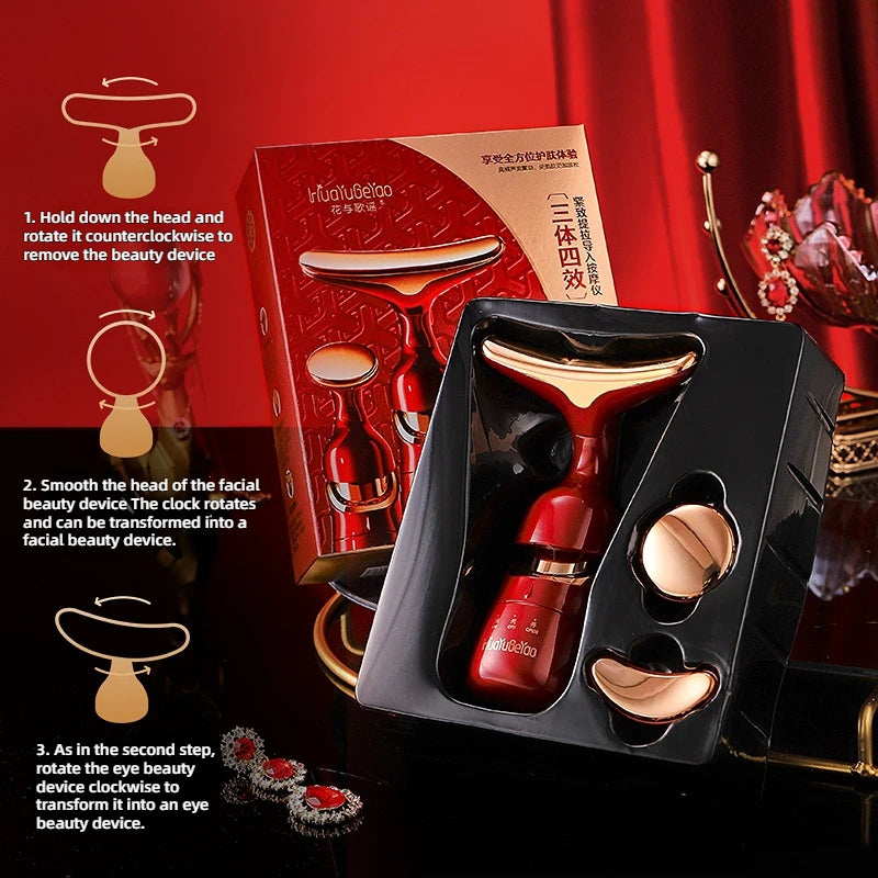 Multi-Functional Beauty Device for Face Slimmer Skin Tightening Wrinkle Anti Aging 3 In 1 Facial Lifting Device Neck Eye Massage