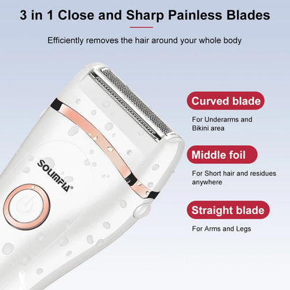 Women's Electric Epilator Waterproof Home Shaver with LCD Display Rechargeable for Smooth Skin Quick-Dry Body Hair Removal