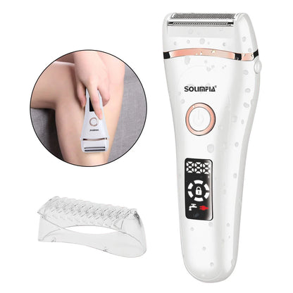 Women's Electric Epilator Waterproof Home Shaver with LCD Display Rechargeable for Smooth Skin Quick-Dry Body Hair Removal