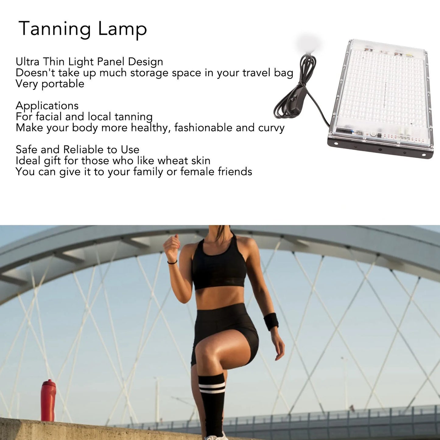 Tanning Lamp 45W Full Blue 192 LEDs with Switch Portable Tanning Light 100‑240V for Face Body Home Use